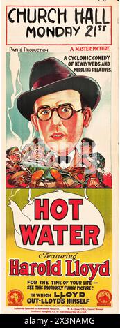 Affiche de cinéma vintage : Hot Water avec Harold Lloyd Banque D'Images