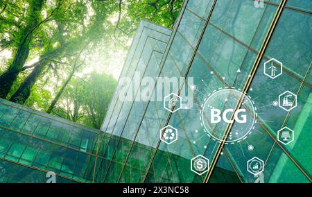 Concept d'économie verte bio-circulaire. Durabilité des entreprises, énergies renouvelables et stratégies de construction écologique pour un avenir durable. Durable Banque D'Images