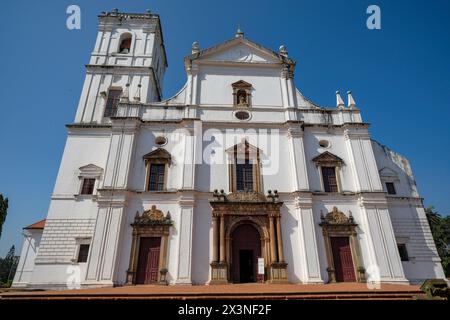 Old Goa, Inde - 2 février 2024 : Cathédrale Sainte-Catherine, connue sous le nom de Cathédrale se dans Old Goa, Inde. Banque D'Images