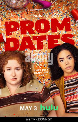 PROM dates (2024) réalisé par Kim O. Nguyen et mettant en vedette Patty Guggenheim, John Michael Higgins et Chelsea Handler. Jess et Hannah, à 13 ans ont fait un pacte pour avoir le bal parfait, seulement 24 heures avant le grand événement, tout est ruiné quand ils rompent avec leurs dates. Maintenant, ils ont une nuit pour trouver de nouvelles dates et faire de la fantaisie une réalité. Affiche US One Sheet.***USAGE ÉDITORIAL SEULEMENT*** crédit : BFA / Hulu Banque D'Images