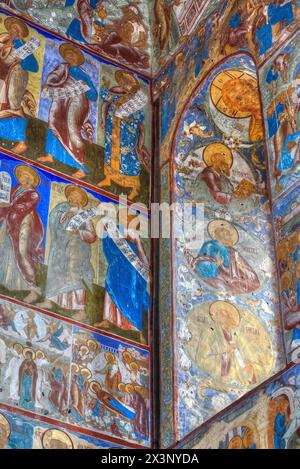 Fresques, Gate Church of St John, Kremlin, Rostov Veliky, anneau d'or, Yaroslavl Oblast, Russie Banque D'Images