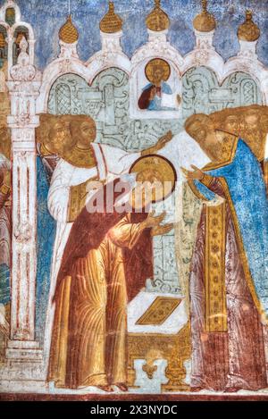 Fresques, Gate Church of St John, Kremlin, Rostov Veliky, anneau d'or, Yaroslavl Oblast, Russie Banque D'Images