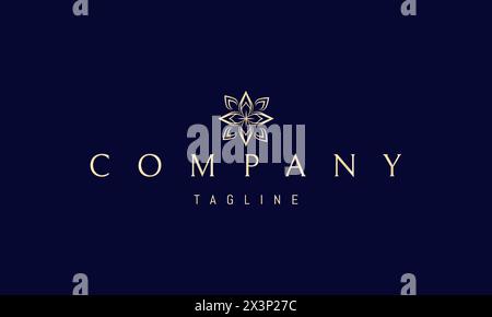 Un logo d'or vectoriel avec une image abstraite d'un motif de feuilles. Illustration de Vecteur