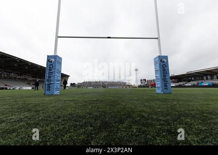 Vue générale du terrain avant le match Gallagher Premiership entre Newcastle Falcons et Sale Sharks à Kingston Park, Newcastle le dimanche 28 avril 2024. (Photo : Chris Lishman | mi News) crédit : MI News & Sport /Alamy Live News Banque D'Images