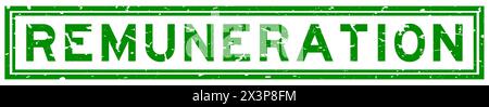 Grunge vert rémunération mot carré tampon de joint en caoutchouc sur fond blanc Illustration de Vecteur