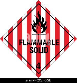 Classe 4 Etiquette de matières dangereuses HAZMAT IATA transport inflammable Solid Illustration de Vecteur