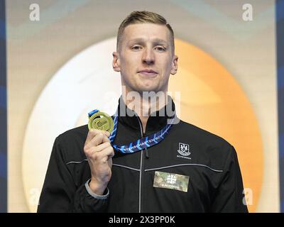 Berlin, Allemagne. 28 avril 2024. Natation : Championnat d'Allemagne, décisions : Florian Wellbrock crédit : Michael Kappeler/dpa/Alamy Live News Banque D'Images