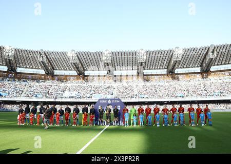 Napoli, Italie. 28 avril 2024. Alignez-vous lors du match de football Serie A entre Napoli et Roma au stade Diego Armando Maradona de Naples, dans le nord-ouest de l'Italie - samedi 28 avril 2024. Sport - Soccer . (Photo de Alessandro Garofalo/Lapresse) crédit : LaPresse/Alamy Live News Banque D'Images