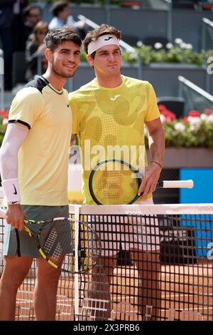 Madrid, Espagne. 28 avril 2024. Tennis ATP : Mutua Madrid Open de tennis Carlos Alcaraz (ESP) V Thiago Seyboth Wild (BRA). Crédit : EnriquePSans/Alamy Live News Banque D'Images