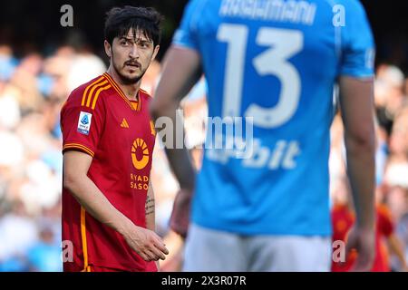 Naples, Italie. 28 avril 2024. Sardar Azmoun de L'AS Roma lors du match de football Serie A entre la SSC Napoli et L'AS Roma au stade Diego Armando Maradona à Naples (Italie), le 28 avril 2024. Crédit : Insidefoto di andrea staccioli/Alamy Live News Banque D'Images