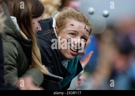 Newcastle, GbR. 28 avril 2024. Un fan des Falcons regarde pendant le match Gallagher Premiership entre les Falcons de Newcastle et les Sale Sharks à Kingston Park, Newcastle le dimanche 28 avril 2024. (Photo : Chris Lishman | mi News) crédit : MI News & Sport /Alamy Live News Banque D'Images