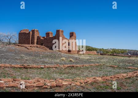 Ruines de Quarai, Salinas Pueblo missions National Monument, Mountainair, Nouveau-Mexique. Banque D'Images