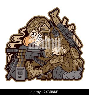 Patch militaire. Badges de l'armée sur les vêtements. Aigle militaire. Aigle chauve tenant une arme. Cachet militaire. Emblème militaire. Image vectorielle Illustration de Vecteur