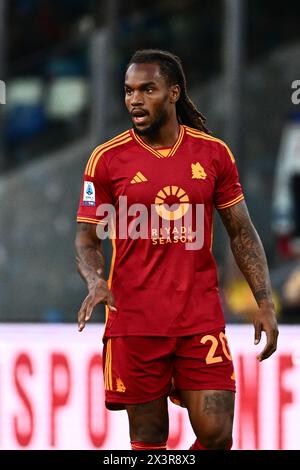 Naples, Italie. 28 avril 2024. Renato Sanches de L'AS Roma Gestures lors du match de Serie A TIM entre la SSC Napoli et L'AS Roma au stade Diego Armando Maradona à Naples, Italie, le 28 avril 2024. Crédit : Nicola Ianuale/Alamy Live News Banque D'Images