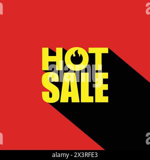 Logo vectoriel de tag Hot Sale avec icône de flamme de feu. Conception d'étiquettes publicitaires de produits. Bannière web de vente chaude, affiche, modèle. Autocollant de vente de chapeau Illustration de Vecteur
