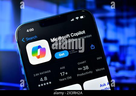 New Delhi, Inde 28 avril 2024 :- application CoPilot par microsoft sur smartphone Banque D'Images