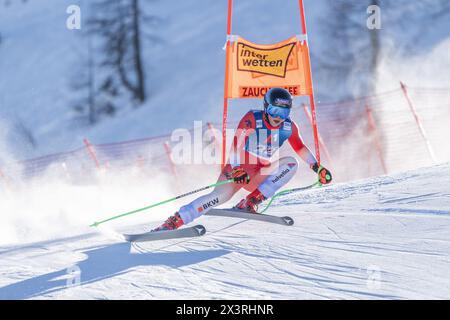 Zauchensee, Salzbourg. 14 janvier 2024. ZAUCHENSEE, SALZBOURG - 13 JANVIER : Stephanie Jenal pendant la Coupe du monde Audi Audi FIS de ski alpin - descente féminine Zauchensee le 13 janvier 2024 à Zauchensee, Salzbourg.240113 SEPA 12 036 - 20240114 PD30291 crédit : APA-PictureDesk/Alamy Live News Banque D'Images