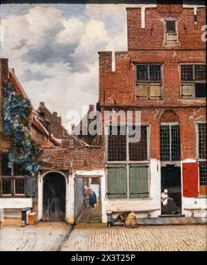 Vue de maisons à Delft, connue sous le nom de « la petite rue », Johannes Vermeer, huile sur toile, v. 1660, Amsterdam, pays-Bas Banque D'Images