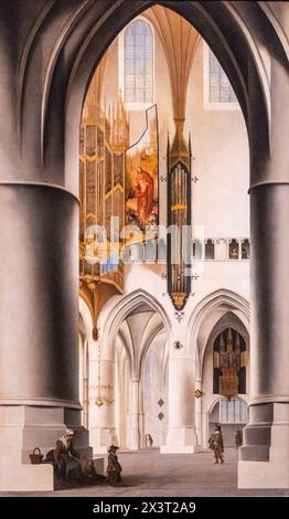 Intérieur de l'église Saint-Bavon à Haarlem, Pieter Jansz Saeredam, huile sur panneau, 1636, Amsterdam, pays-Bas Banque D'Images