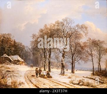 Paysage d'hiver, Barend Cornelis Koekkoek, huile sur toile, 1835-1838, Amsterdam, pays-Bas Banque D'Images