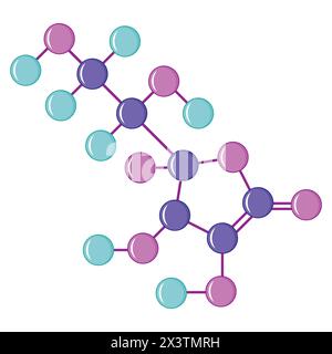 Structure de la molécule de vitamine C. Illustration de Vecteur