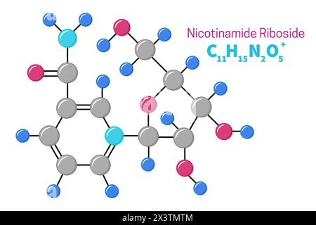 Nicotinamide riboside ou vitamine B3 structure de la molécule illustration Illustration de Vecteur