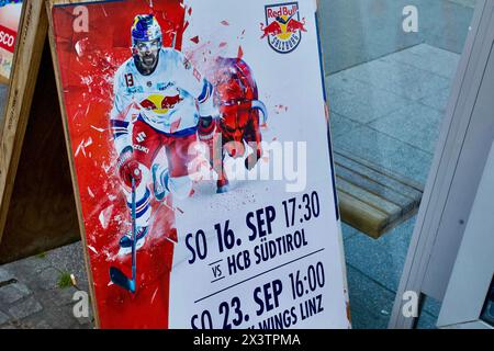 EC Red Bull Salzburg publicité pour le jour du match, Salzbourg, Autriche. Banque D'Images