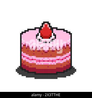 Illustration vectorielle de gâteau avec Pixel Art Design, parfait pour les conceptions à thème d'actifs alimentaires Illustration de Vecteur