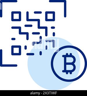 Paiement qr crypto-monnaie. Accédez aux adresses bitcoin ou aux informations de paiement. Icône de contour pixel Perfect, modifiable Illustration de Vecteur