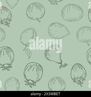 Motif sans couture. Dessin à la main des fruits de croquis Illustration de Vecteur