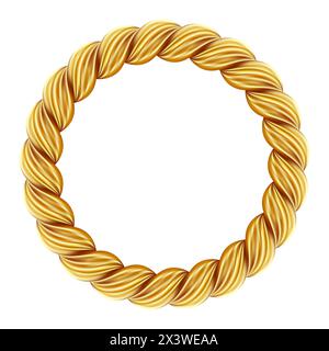 Cadre circulaire en corde torsadée or. Bordure de corde ronde. Illustration de Vecteur