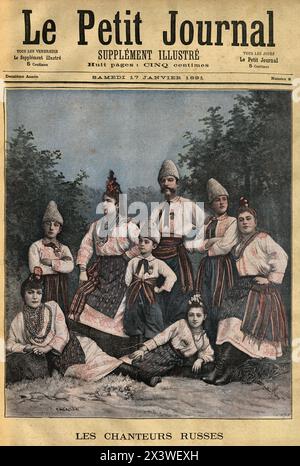 Vintage illustration Russes Singers, les chanteurs Russes, en costume traditionnel, années 1890, XIXe siècle Banque D'Images