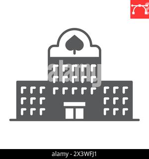 Icône de glyphe de casino, jeu et architecture , icône de vecteur de construction de casino, graphiques vectoriels, signe solide de trait éditable, eps 10. Illustration de Vecteur