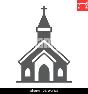 Icône de glyphe d'église, bâtiment et architecture , icône vectorielle de chapelle, graphiques vectoriels, signe solide de trait éditable, eps 10. Illustration de Vecteur