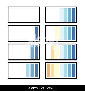 Un jeu de huit batteries avec différents indicateurs de charge. Illustration vectorielle Illustration de Vecteur