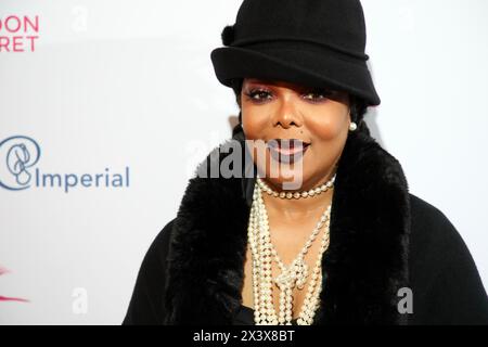 Photo du dossier datée du 30/01/20 de Janet Jackson arrivant au gala Gatsby à la salle de bal Bloomsbury, Londres. La chanteuse a annoncé un certain nombre de dates britanniques à Birmingham, Londres, Glasgow et Manchester lors de sa tournée Together Again, dans le cadre de sa célébration de 50 ans dans le divertissement. Date d'émission : lundi 29 avril 2024. Banque D'Images