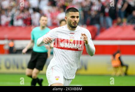 BayArena Leverkusen Allemagne, 27.4,2024, Football : Bundesliga saison 2023/24 jour de match 31, Bayer 04 Leverkusen (B04) vs VfB Stuttgart (VFB) — Deniz Undav (VFB) Banque D'Images