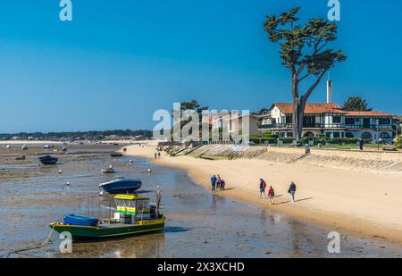 France, Nouvelle Aquitaine, bassin d'Arcachon, Cap Ferret, plage de Belissaire à marée basse Banque D'Images