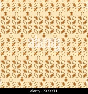 Modèle sans couture de blé. Grain d'or répétitif. Fond d'avoine. Motifs répétés de farine. Maïs à pointes. Texture boulangerie dorée. Répétez l'épi de bière. Conception Illustration de Vecteur