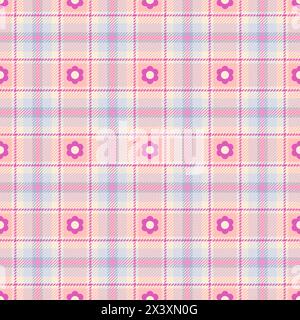 Motif écossais sans couture. Vérifiez la couleur rose. Motif à carreaux de tartan répétés. Flanelle d'automne écossaise répétée. Imprimés en tissu Madras. Treillis de laine neutre Illustration de Vecteur