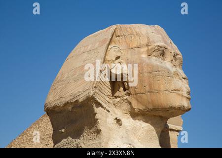 Grand Sphinx de Gizeh, complexe pyramidal de Gizeh, site du patrimoine mondial de l'UNESCO, Gizeh, Egypte Banque D'Images