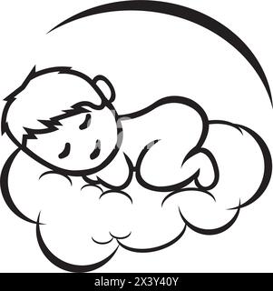 logo d'icône cute sleeping baby, illustration de conception vectorielle Illustration de Vecteur