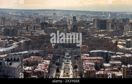 Erevan, Arménie 15 février 2024 : vue générale de la ville d'Erevan, capitale de l'Arménie Banque D'Images