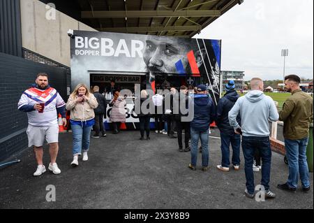 Wakefield, Angleterre - 27 avril 2024 Big Bopper Bar. Rugby League Betfred Championship, Wakefield Trinity vs Toulouse Olympique au DIY Kitchens Stadium, Wakefield, Royaume-Uni Dean Williams Banque D'Images