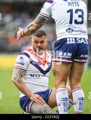 Wakefield, Angleterre - 27 avril 2024 Wakefield Trinity's Liam Hood. Rugby League Betfred Championship, Wakefield Trinity vs Toulouse Olympique au DIY Kitchens Stadium, Wakefield, Royaume-Uni Dean Williams Banque D'Images