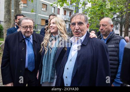 Milan, Italie. 29 avril 2024. Il presidente del Senato Ignazio la Russa Cerimonia alla cerimonia istituzionale in ricordo di Sergio Ramelli- Milano - Italia - Lunedì 26 Aprile 2024 (Foto Marco Cremonesi/LaPresse) cérémonie du Président du Sénat Ignazio la Russa lors de la cérémonie institutionnelle à la mémoire de Sergio Ramelli - Milan - Italie - lundi 29 avril 2024 (photo Marco Cremonesi/LaPresse) crédit : LaPresse/Alamy Live News Banque D'Images