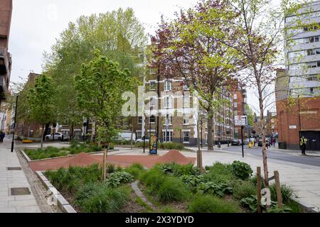 Fleet Valley Pocket Park, WC1 conçu pour capturer le débit d'eau de surface dans une zone qui était auparavant complètement pavée. Banque D'Images