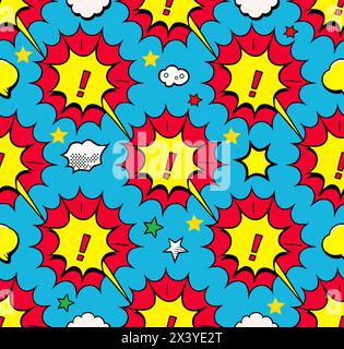 Bulles de discours comiques motif sans couture sur divers styles de texture comix souterraine, bande dessinée d'image stock Illustration de Vecteur