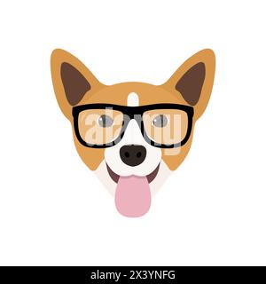 Chien Corgi en lunettes de mode. Icône chien drôle. Illustration vectorielle. Illustration de Vecteur