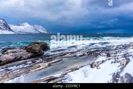 Norvège, ville de Tromso, île de Senja, Steinfjord Banque D'Images